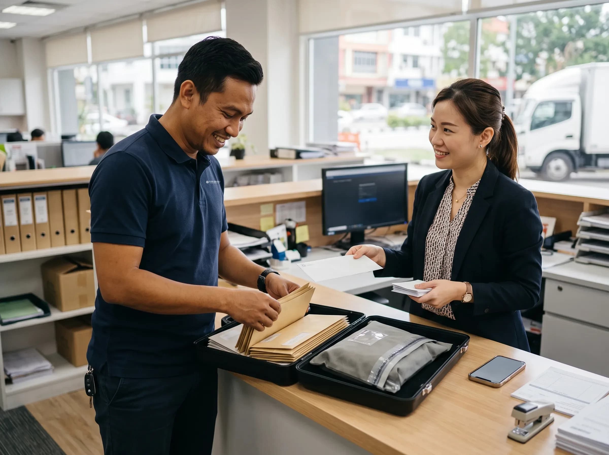 Courier banking: an Era Baru crew member at work